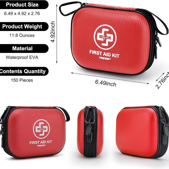 Mini First Aid Kit 150 Piece Small Waterproof Medical Kit for Home Car Sports - Picture 2 of 6
